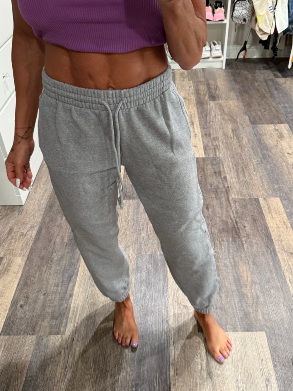TNA Cozy Boyfriend High-Waist Gray Sweatpants